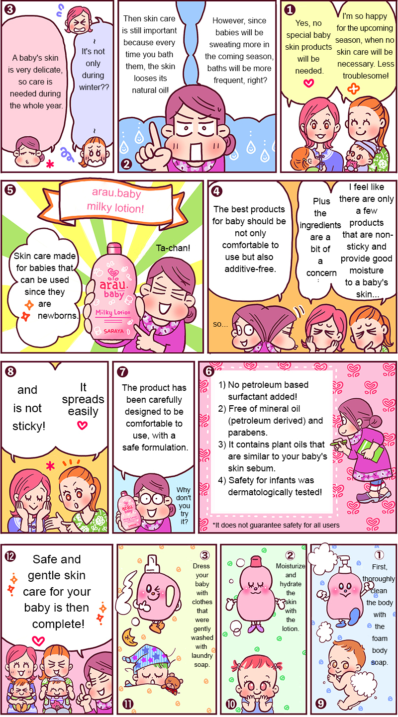 Learn why your baby needs skin care during summer with this comic by Yu Takano.