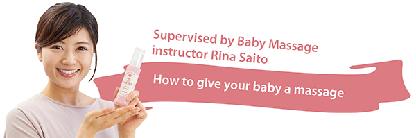 Rina Saito, an instructor of baby massage, with arau.baby Baby Oil.