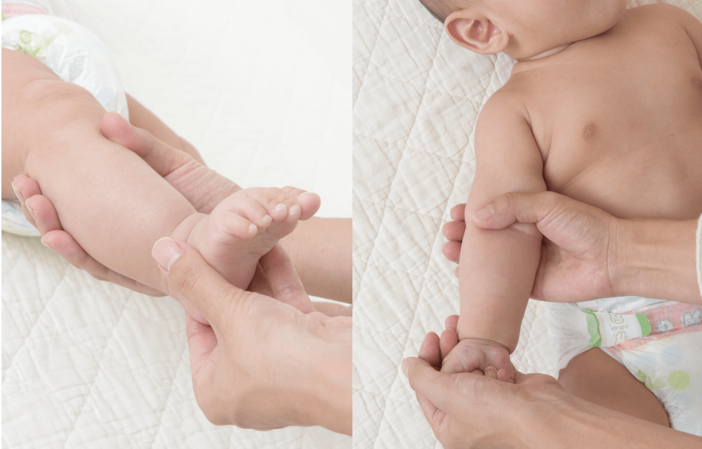 Massaging and moisturizing baby