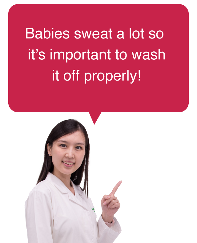 Babies sweat a lot so it’s important to wash it off properly!