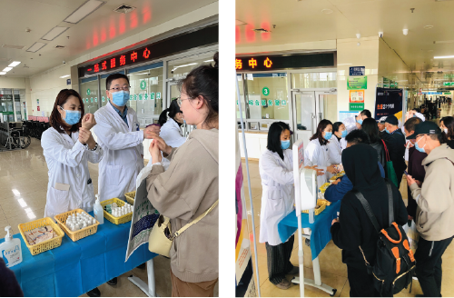 Hospital staff demonstrating proper hand-rub and handwashing techniques