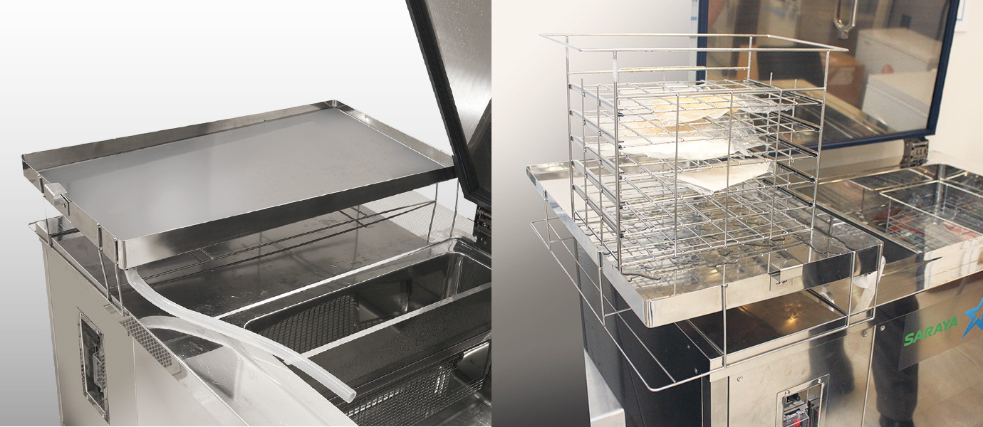Use the Drainer stand to avoid any lost of freezing liquid when removing foods from the Rapid Freezer.