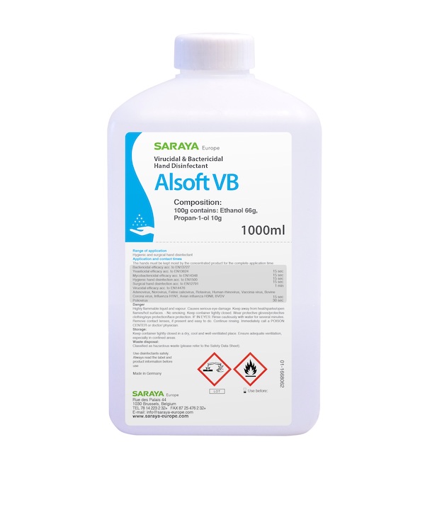 Alsoft VB, hand sanitizer effective against enveloped viruses.