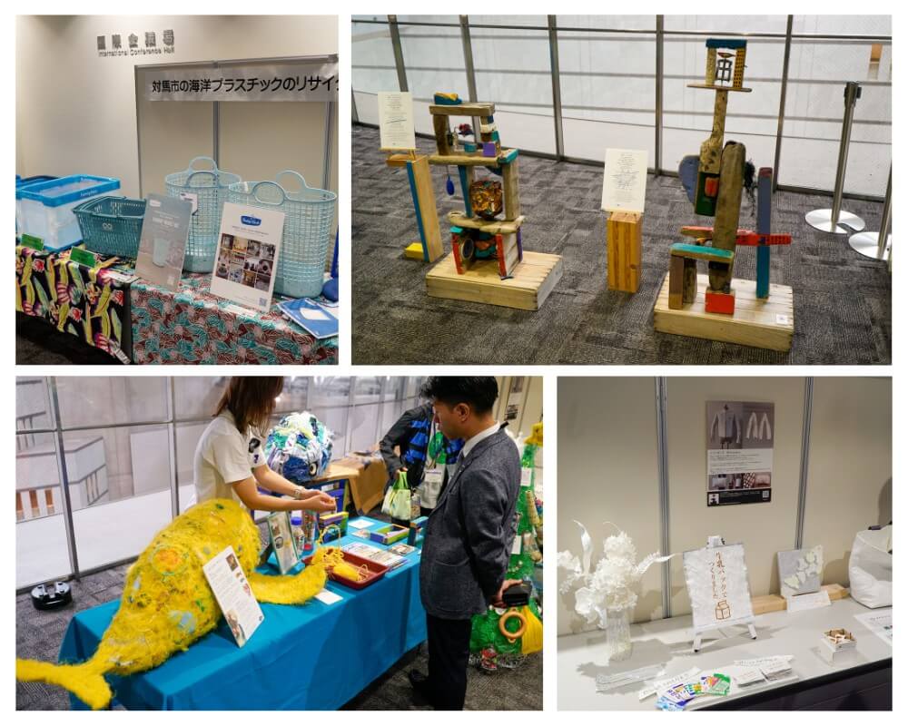 Art and recicled solutions presented during the symposium.