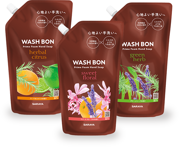 Wash Bon Prime Foam Hand Soap Herbal Citrus, Sweet Floral and Green Herb Refill Pack